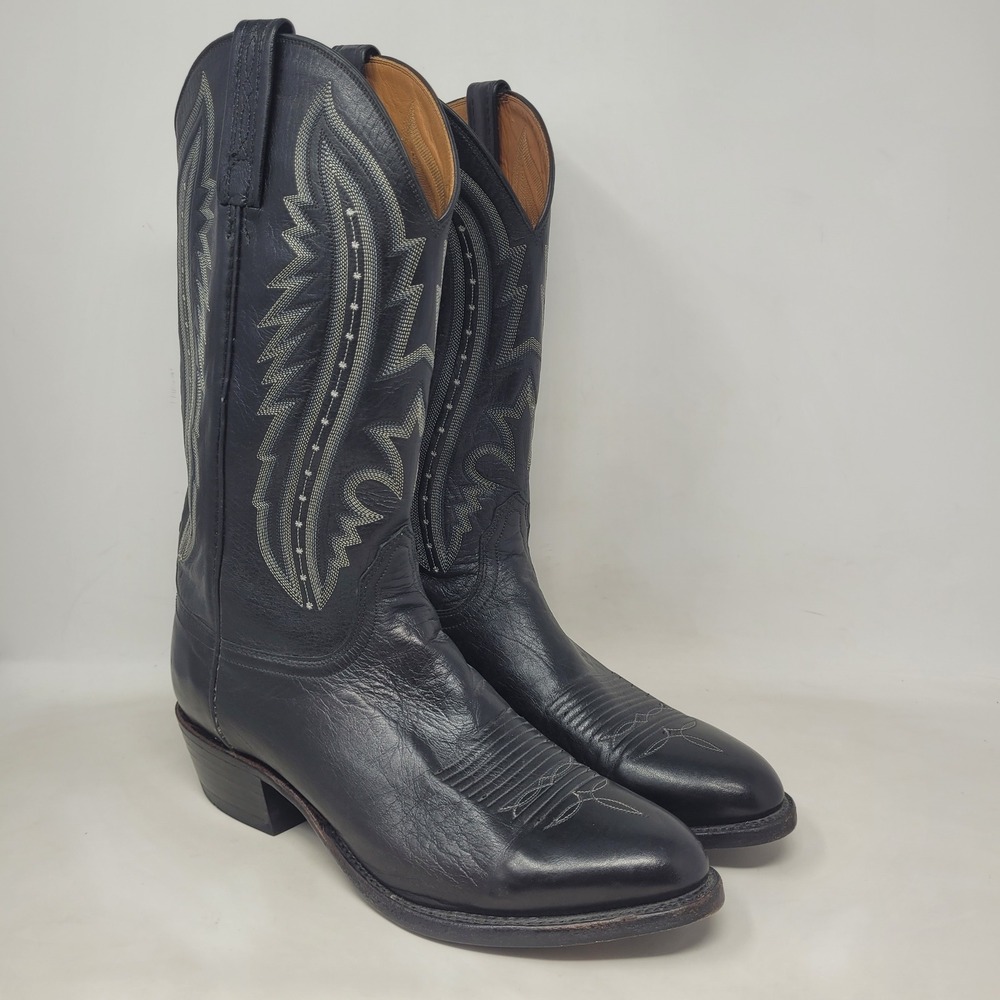 Lucchese 2000 Boots 9.5EE Black Leather Western Cowboy T3010R4